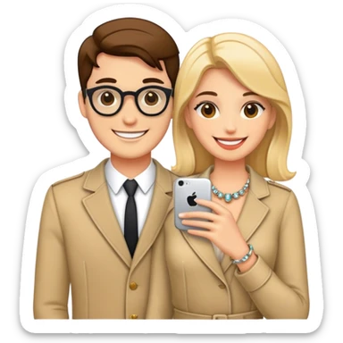 smiling couple with accessories sticker