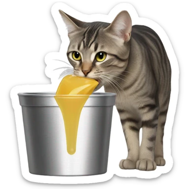 cat drinking out of a stanley  sticker