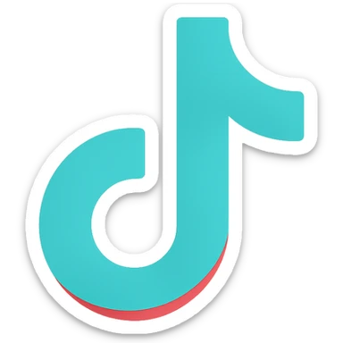 flat color TikTok logo icon, bold and recognizable, no text sticker