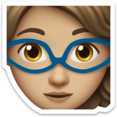 cute brown hair girl with blue eyes with mask on her face sticker