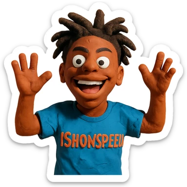 plasticine claymation style portrait of IShowSpeed, energetic sticker