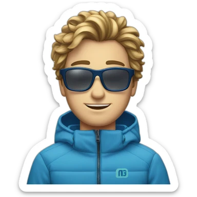 Un jeune homme blanc avec les cheveux bleus et des lunettes de ski sticker
