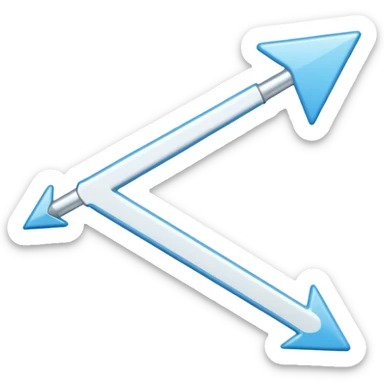 Extremely simplistic white arrow with light blue outline pointing. Make it like the image attached but skinnier sticker