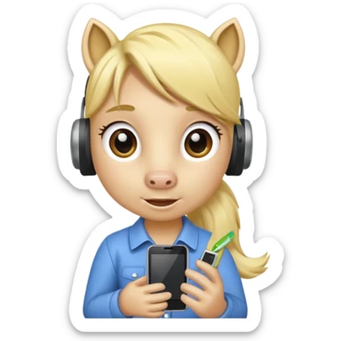 blonde pony talking with cellphone sticker