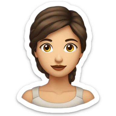 Mujer joven morena ojos marrones labios gruesos nariz pequeña media melena sticker