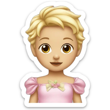little blonde baby girl in a bird costume sticker