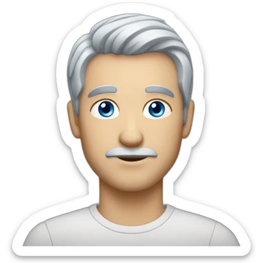 man with short grey hair and blue eyes, light stuble sticker