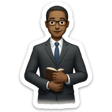 Light skinned man in a suit with glasses with a side parting in hair holding an open Bible sticker