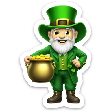 Leprechaun with a pot of gold sticker