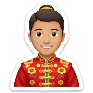 American groom, traditional, culture of chinese, smiley on face. sticker
