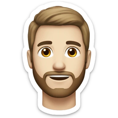 white male short straight brown hair, short beard and light blue eyes sticker