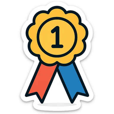 vector icon of an award winner with gold and colorful elements, elegant and minimalist flat design, award badge style, 2D flat vector, trending icon look, soft shadows, no text, isolated on white background, perfect for commercial use sticker