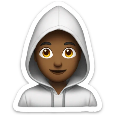 Next to Young man with a hood behind his laptop sticker