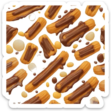 A Churro with chocolate dipped  sticker