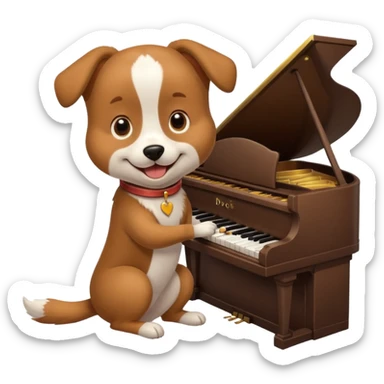 Dog playing piano sticker