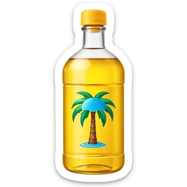 yellow palm cooking oil bottle with a green cap sticker