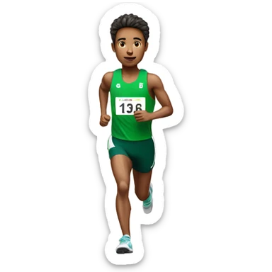 Runners with green Jersey and using bib number sticker