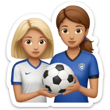 female soccer mentor teaching mentee to pass the ball sticker