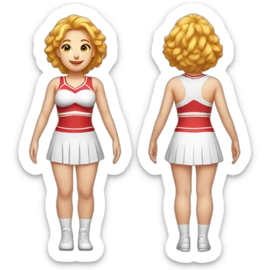 Full body Caucasian curvy cheerleader back and front views sticker