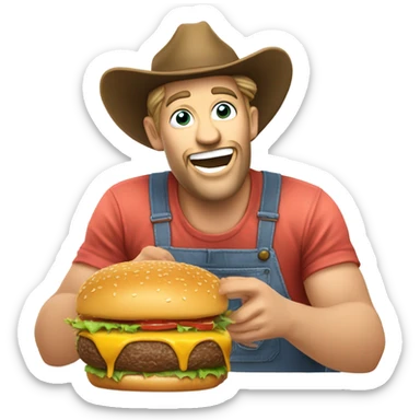 Hillbilly eating a burger sticker