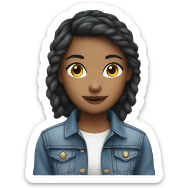 confident girl in denim jacket sticker
