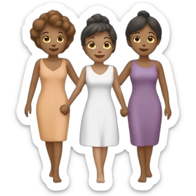 three women holding hands sticker