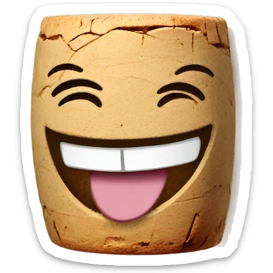 A wine Cork with face laughing sticker