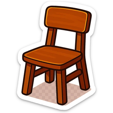 minimalist Scandinavian wood chair, chocolate color, vibrant toon style sticker