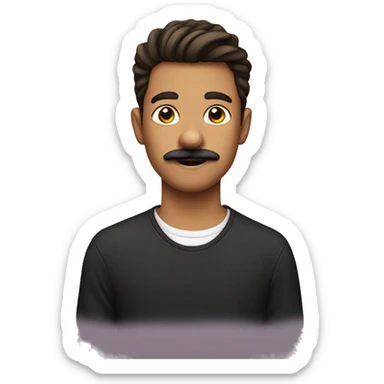 teenager with moustache sticker