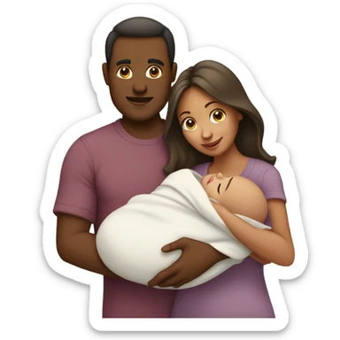 men, women in women holding new born baby sticker