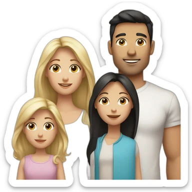 4 people Family . blond girl blue eyes, dad (with black hair), mom (long blond hair) and brother with brown hair hud each other sticker