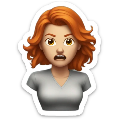 Enraged redheaded woman sticker