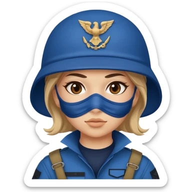 girl soldier with blue mask sticker