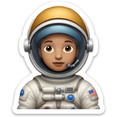 Astronaut with closed helmet rides planets sticker