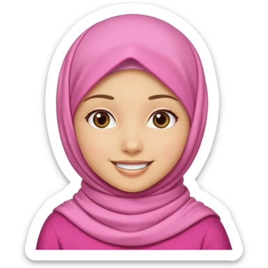 A medium light skin girl with pink hijab smile  sticker