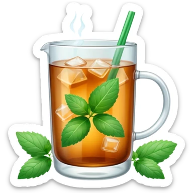 ice mint tea without lemon in glass sticker