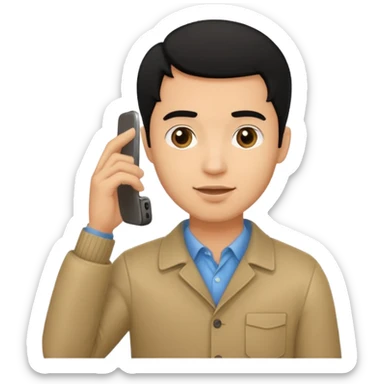 ligh skin black hair man calling with her phone sticker