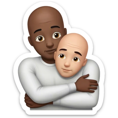 Black bald man hugging  sticker