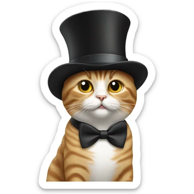 Cat wearing fashionable top hat sticker
