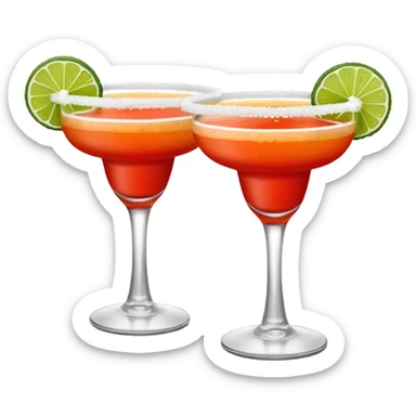2 margaritas. one normal and one spicy. NO ICE - normal margarita glass with salt on the rim. one should be just with the margarita and the salt. the spicy one should have a small red pepper showing  on top sticker