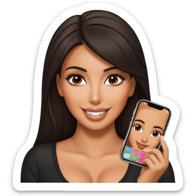 Kim Kardashian bending, smiling at camera sticker