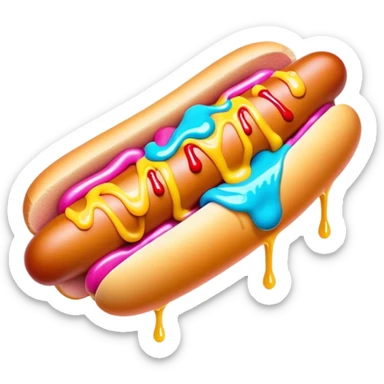 Melting neon ice cream hot dog  sticker