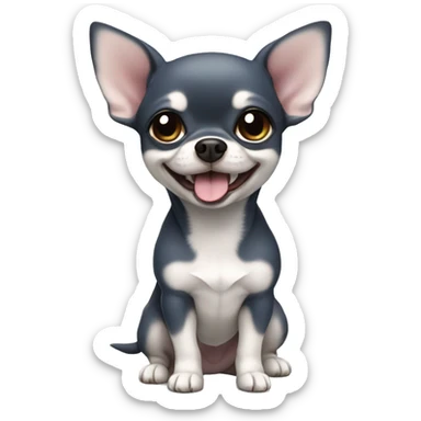 Navy gray smiled Cute mini Chihuahua with a tongue chubby full body should be displayed  sticker