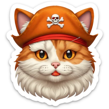 pirate cat with one eye closed with band sticker
