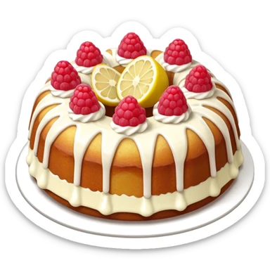 Lemon raspberry Bundt cake with white frosting  sticker