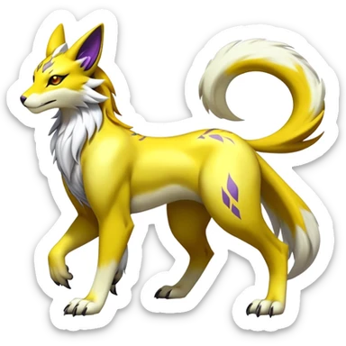 Shiny Elemental Exotic Renamon-Raikou-Liepard-Persian-Pokémon-Fakémon-hybrid-creature (full body) sticker