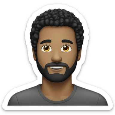 White man with black Afro hair and short beard sticker