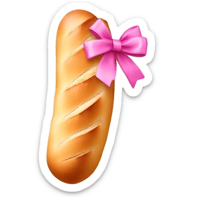 Baguette with pink bow sticker