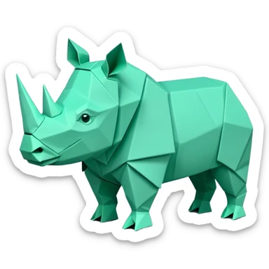origami rhino in color green mint rgb(168, 251, 211) sticker