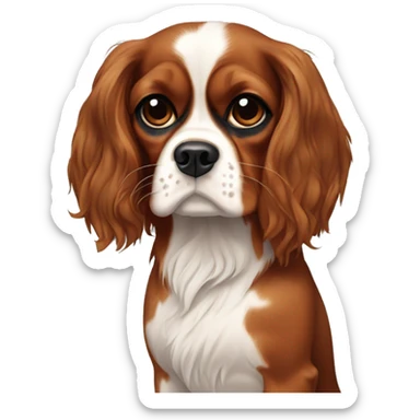 Cavalier King Charles spaniel and brunette girl with scars and eyes sticker